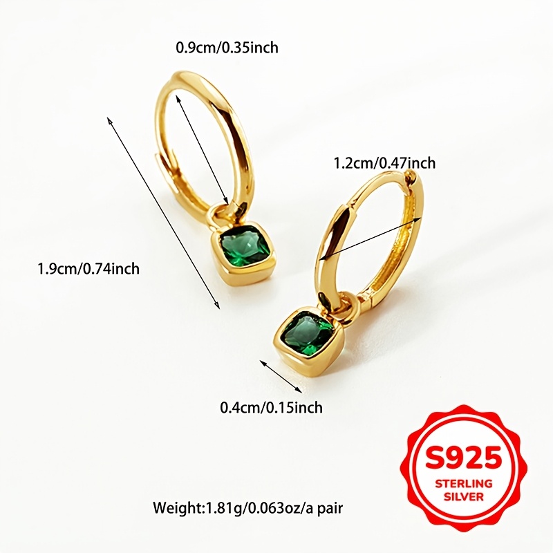Women's Vintage Green Square Synthetic Zirconia Drop Earrings